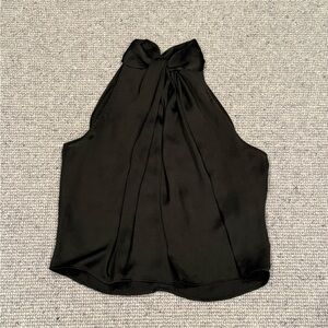 Zara Black Sleeveless Tank Blouse High Neck Twist Small